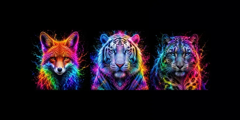 Neon Spectrum Wildlife Portraits generated by undefined