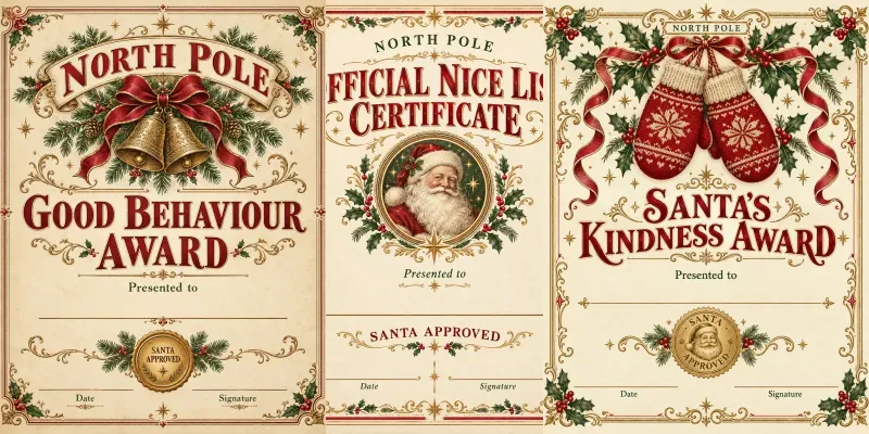 Santa Approved Nice Certificates