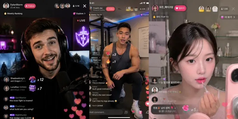 Social Media Live Broadcast Screens generated by undefined