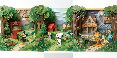 Cartoon Characters In Paper Dioramas generated by gemini-image