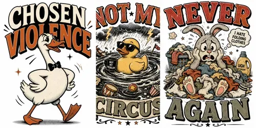 Sarcastic Vintage Mascot Tshirt Cliparts generated by chatgpt-image