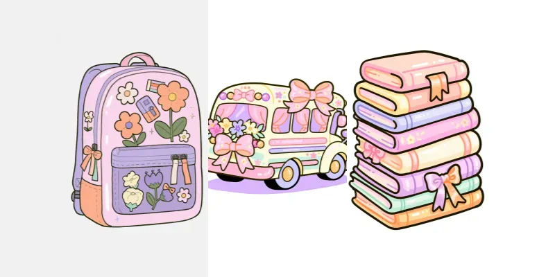 Pastel Coquette Back To School Cliparts generated by undefined