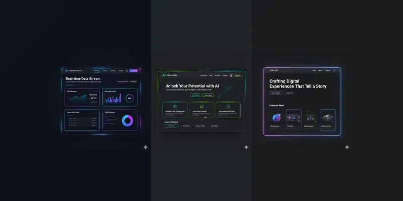 Modern Dark Themed Web Interfaces generated by undefined