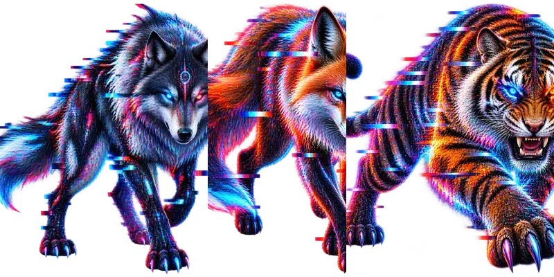 Glitch Cyberpunk Animal Cliparts generated by undefined