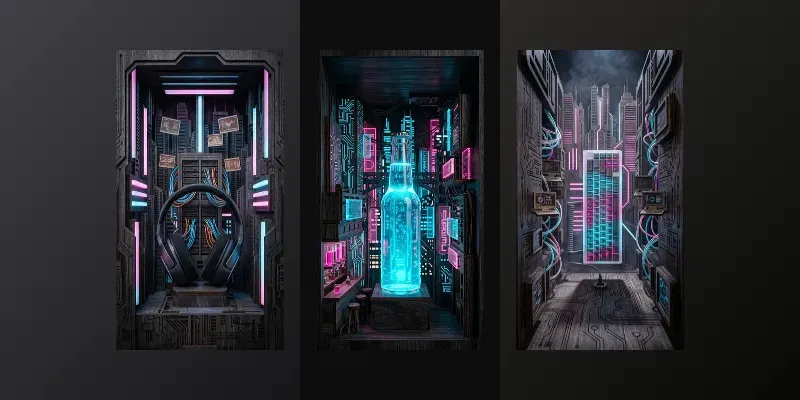 Night City Wooden Glitch Nooks generated by undefined