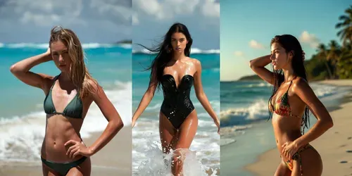 Full Body Beach Selfie Models generated by grok-image
