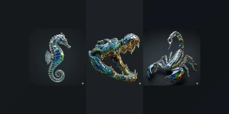 Glass Mosaic Animal Skeleton Art