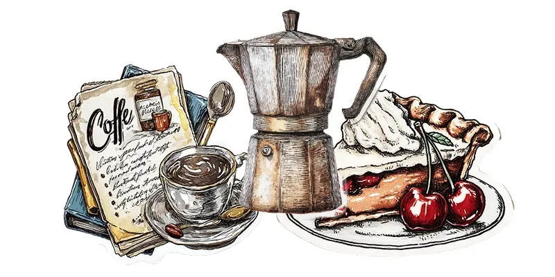 Vintage Coffee Sticker Clipart Designs generated by undefined