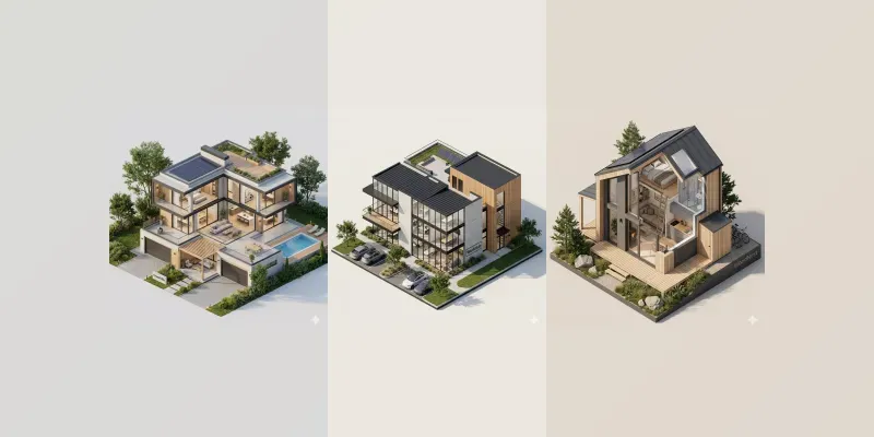 3D Isometric House Designs generated by undefined