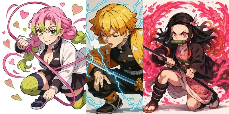Demon Slayer Characters On White generated by undefined