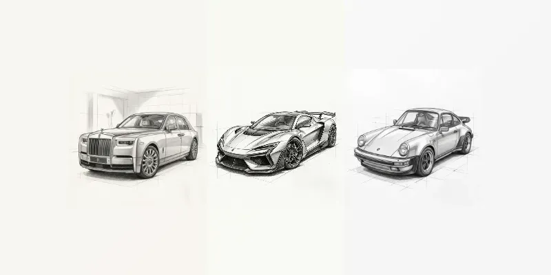 Pencil Sketch Car Designs generated by undefined