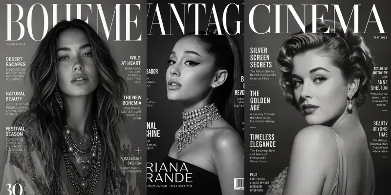 Black And White Fashion Magazine Covers generated by undefined