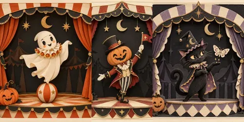 Halloween Haunted Paper Circuses generated by chatgpt-image
