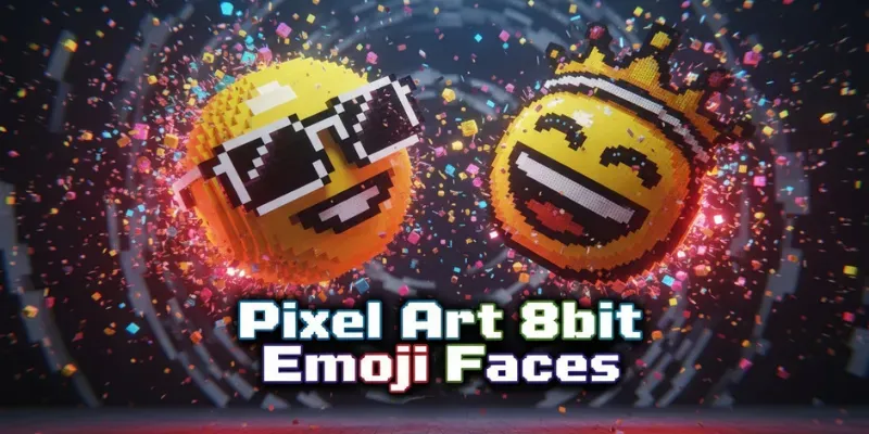 Pixel Art 8bit Emoji Faces generated by undefined