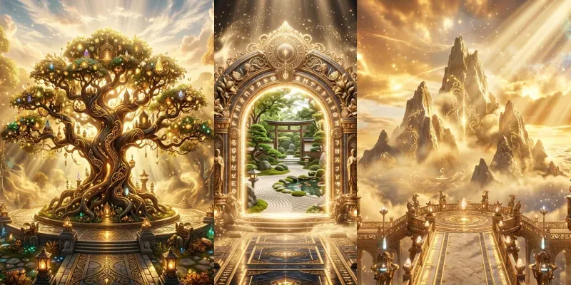 Divine Golden Meditation Backdrops generated by undefined