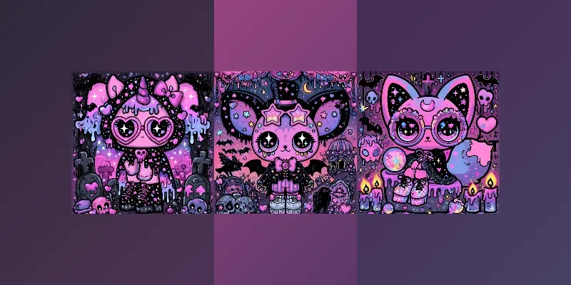 Gothic Kawaii Magicians Clipart generated by undefined