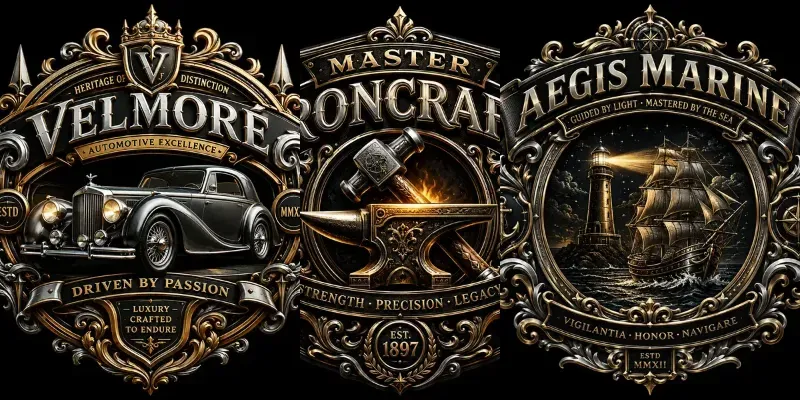 Luxury Metallic Heritage Crests generated by undefined