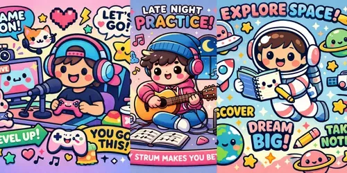 Kawaii Motivational Poster Kits generated by chatgpt-image