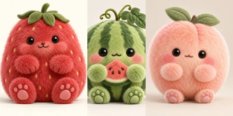 Fluffy Fruit 3D Mascot Character Kits