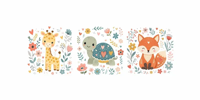 Whimsical Nursery Animal Vector Sets generated by undefined