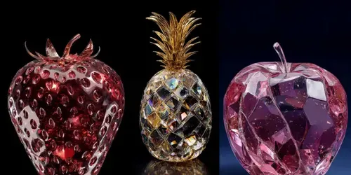 Macro Gemstone Fruit Cinematic Glows generated by kling