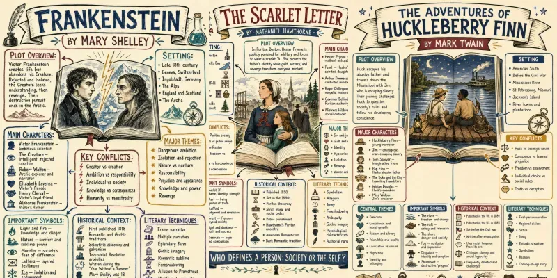 Classic Novel Study Sketchnote Posters generated by undefined