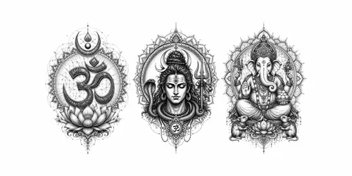 Sacred Hindu Blackwork Tattoo Designs generated by chatgpt-image