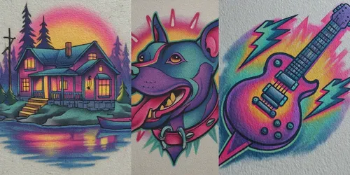 Neon Sticker Marker Tattoo Flashes generated by midjourney