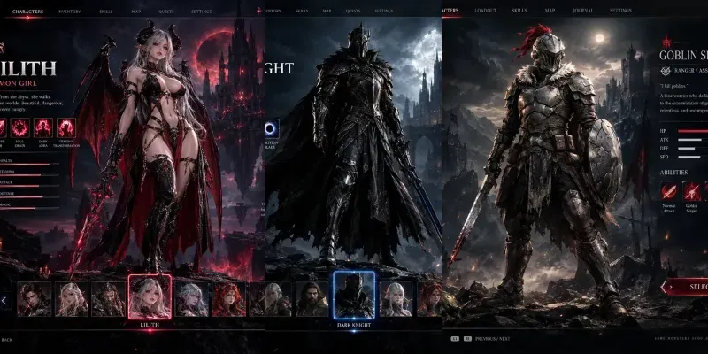 Video Game Character Selection Screens