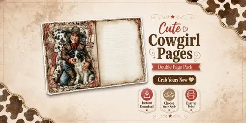 Cute Western Cowgirl Double Pages generated by midjourney