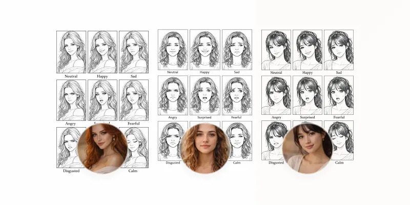 Girl Emotion Set Generator 9 Expressions generated by undefined