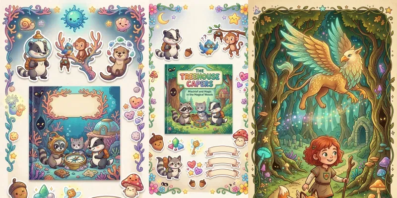 Retro Storybook Cover Designs Cliparts generated by undefined