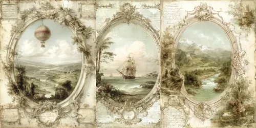 Vintage Baroque Atlas Illustrations generated by midjourney