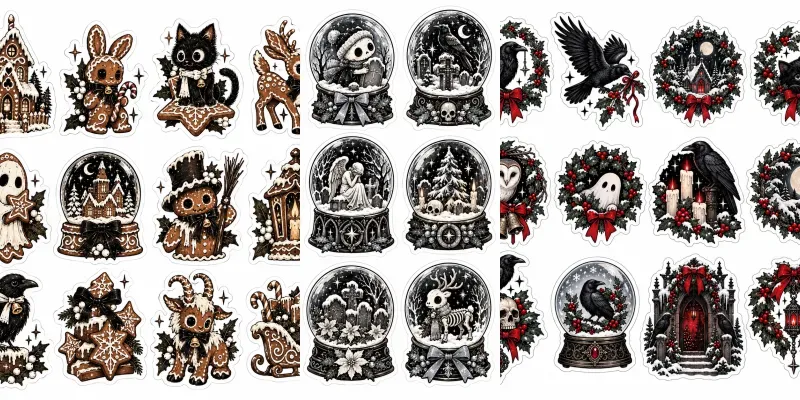 Gothic Christmas Sticker Sheets