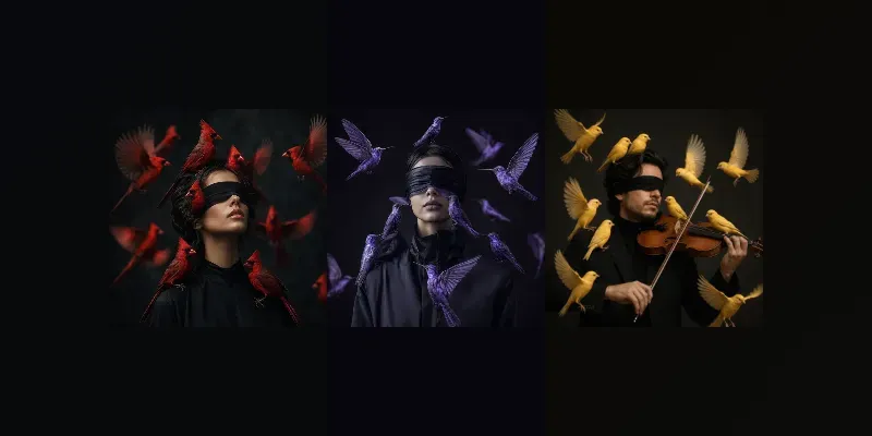 Blindfolded Bird Whisperer Portraits generated by undefined