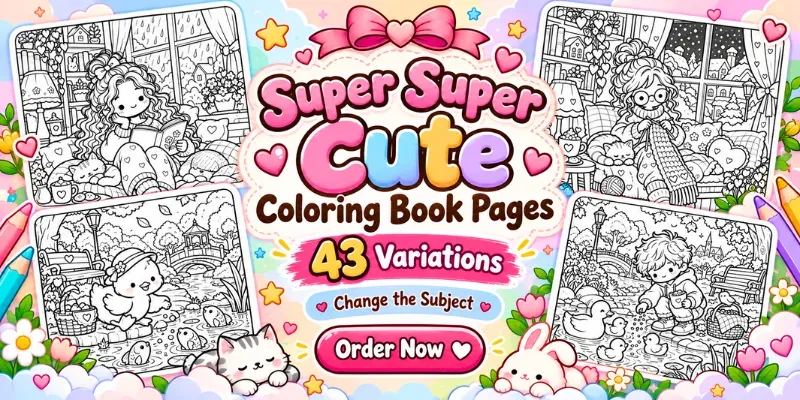 Super Super Cute Coloring Book Pages generated by undefined