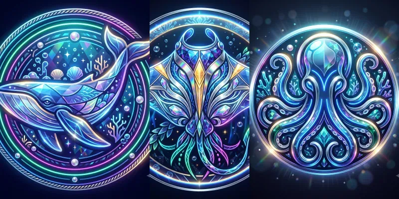 Neon Crystal Ocean Animal Emblems generated by undefined