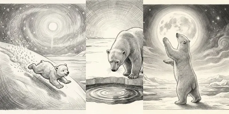 Arctic Bear Tales Pencil Illustrations generated by undefined