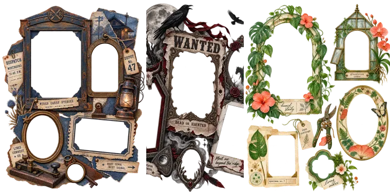 Western Frame Collage Ephemera Sheets generated by undefined