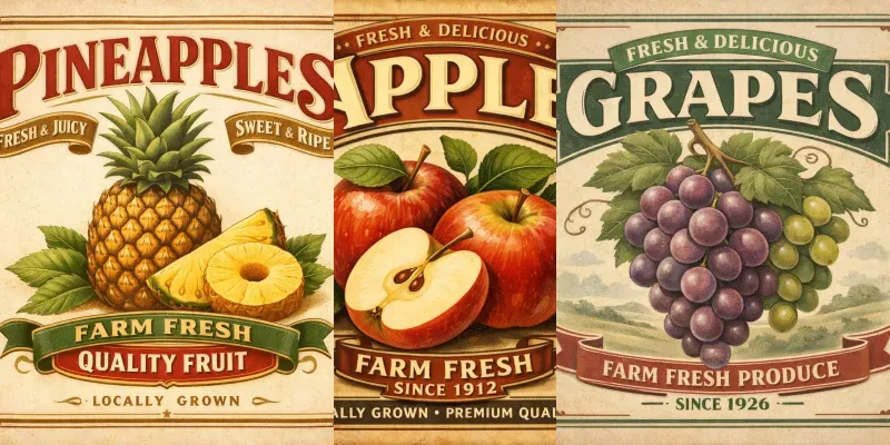 Vintage Fruit Labels generated by undefined
