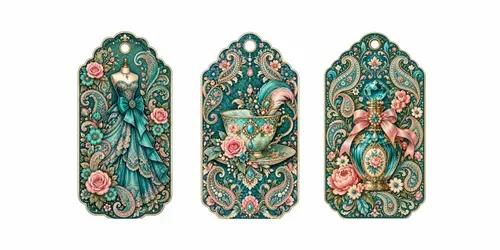 Teal Paisley Vintage Gift Tags generated by chatgpt-image