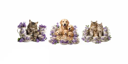 Animal Families Realistic Cats And Teacups generated by chatgpt-image