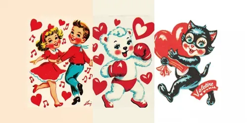 Vintage Valentine Card Illustrations generated by midjourney