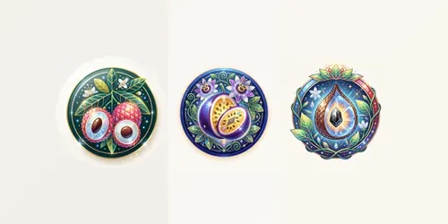 Modern Neon Exotic Fruit Emblems generated by gemini-image