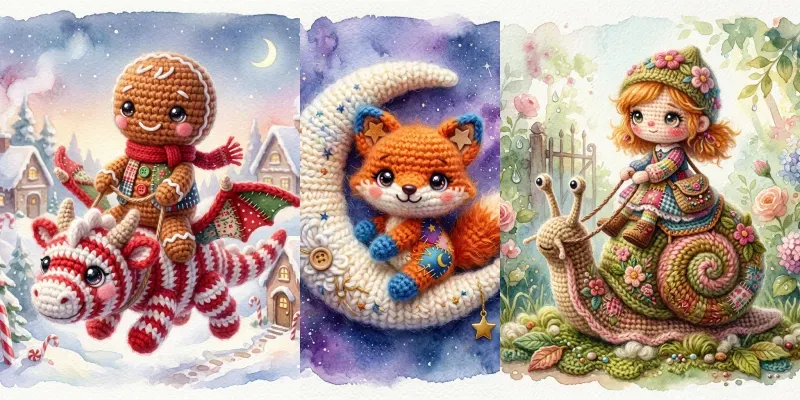 3D Crochet Watercolor Storybook Art generated by undefined