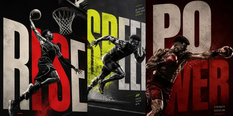 Dynamic Sports Typography Posters generated by undefined