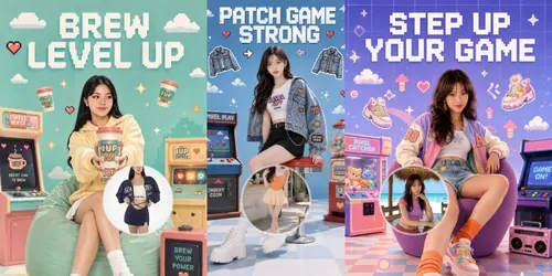 Retro Pixel Fashion Ad Posters generated by chatgpt-image