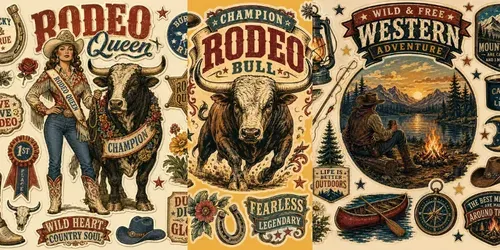 Retro Western Sticker Collages generated by chatgpt-image