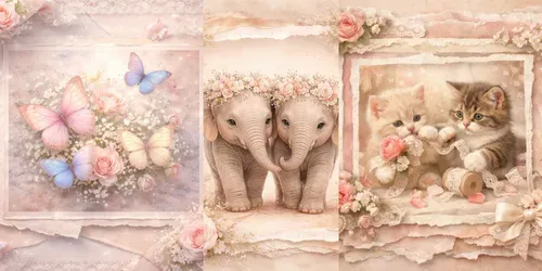 Whimsical Animal Aesthetic Collage Frames generated by chatgpt-image