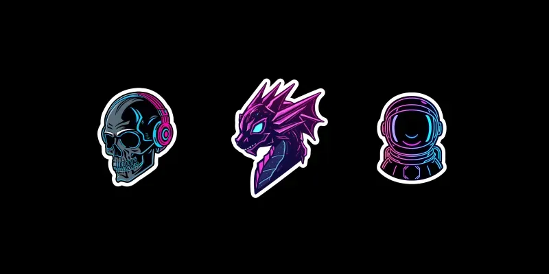 3D Cyberpunk Neon Stickers generated by undefined